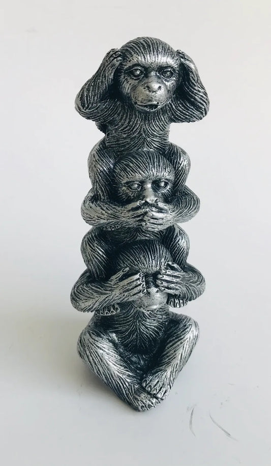 Elegant Silver Monkey Pillars - 10 cm Decorative Figures