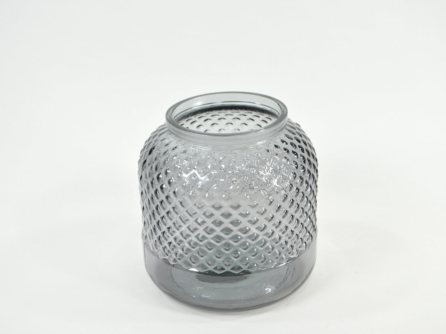Deko Florale, Vase/Lanterne i genbrugsglas, grå Ø19cm
