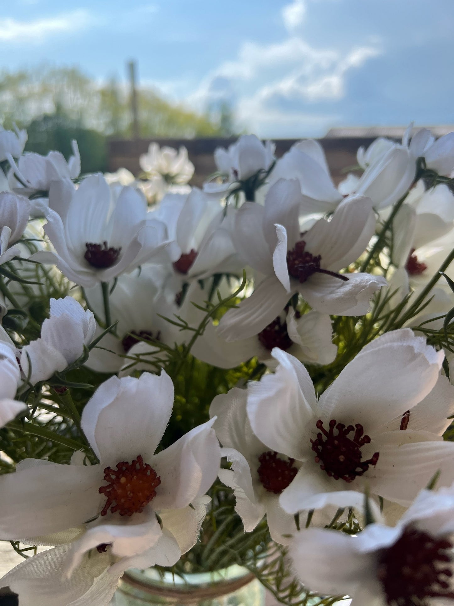 Deko Florale Cosmea Bundt, Hvid, H48 cm - Kunstig Dekoration