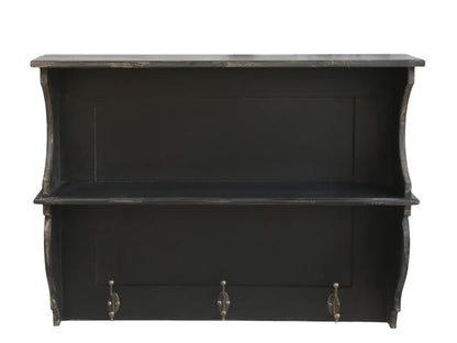 Chic Antique - Shelf with 3 hooks, antique black