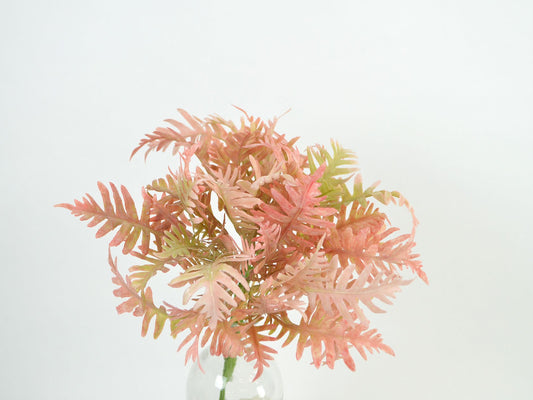 Deko Florale Bundt af Bregneblade, Fersken, H36 cm