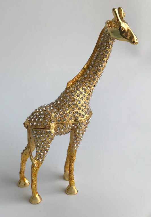 Elegant Metal Smykkeskrin - Giraf Design med Smykkesten (Praktisk og Dekorativt)