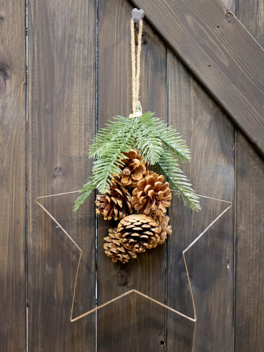 Chic Antique Fleur Stjerne med Kogler og Gran - Rustik Juleudsmykning