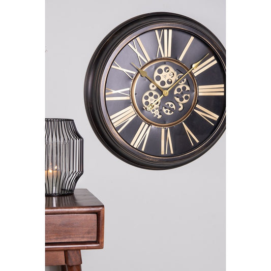 Clayre &amp; Eef - Wall clock Black Gold plated Ø 64x11 cm