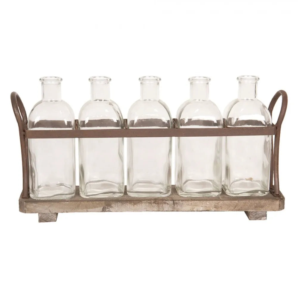 Clayre &amp; Eef - Bottle stand Brown wood oval