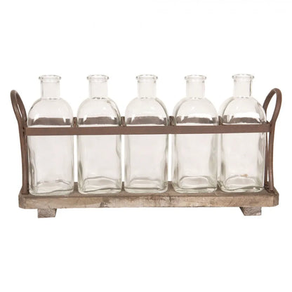 Clayre &amp; Eef - Bottle stand Brown wood oval