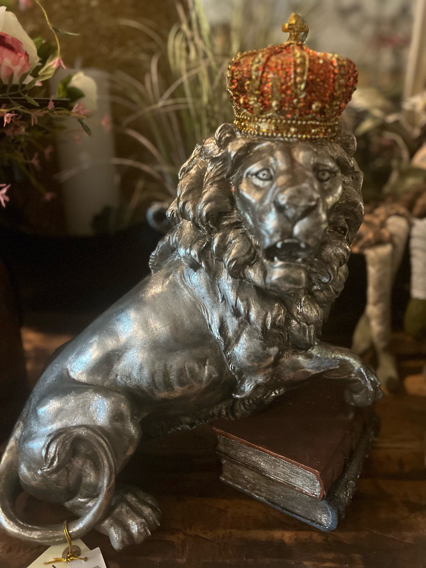 Clayre &amp; Eef - Statue lion silver color polyresin