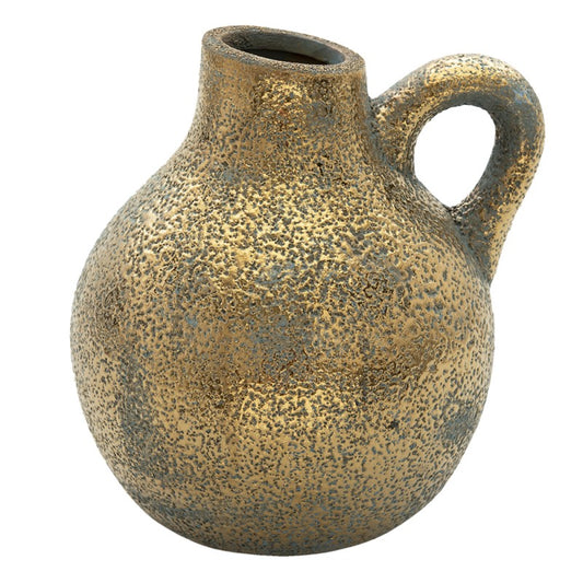 Clayre & Eef Guldfarvet Keramisk Vase L19xB17xH20 cm
