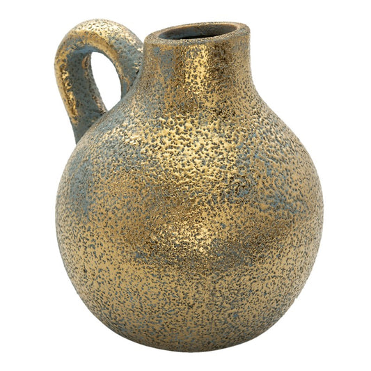 Clayre & Eef Guldfarvet Keramisk Vase L19xB17xH20 cm