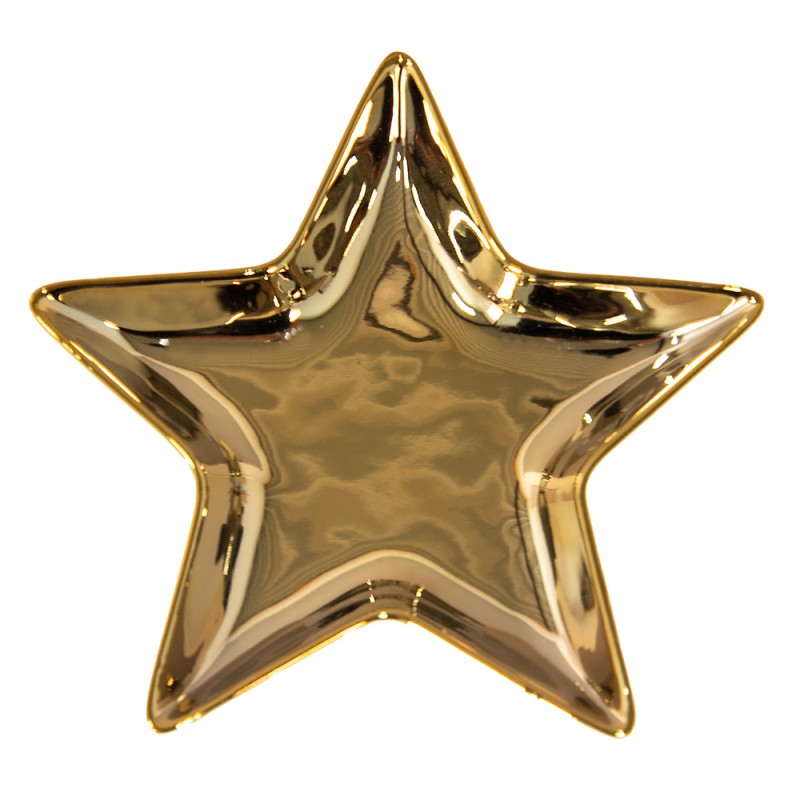 Clayre & Eef Guld Stjerneformet Dekorativ Skål 6x16x2 cm