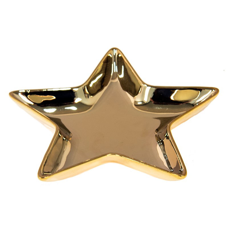 Clayre & Eef Guld Stjerneformet Dekorativ Skål 6x16x2 cm