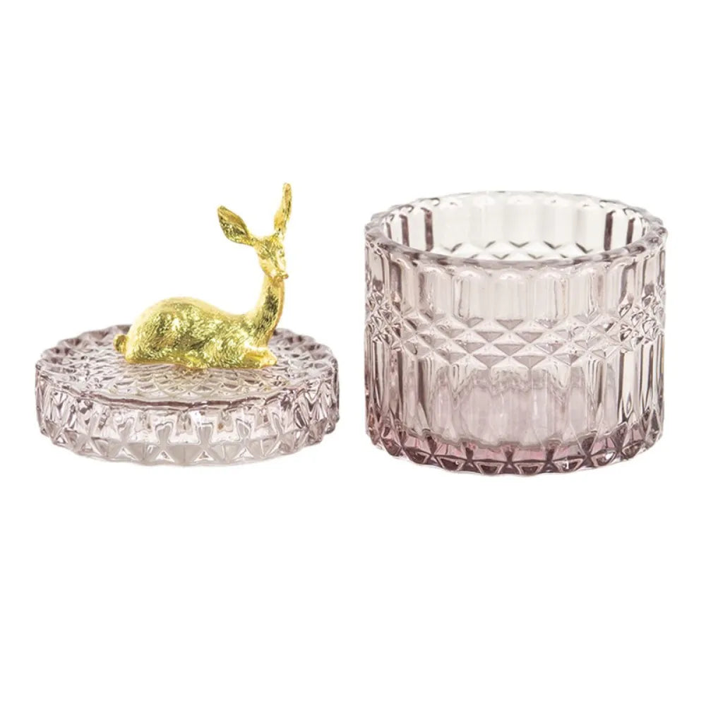 Clayre &amp; Eef - Glass Jar with Reindeer Figure on Top (Pink)