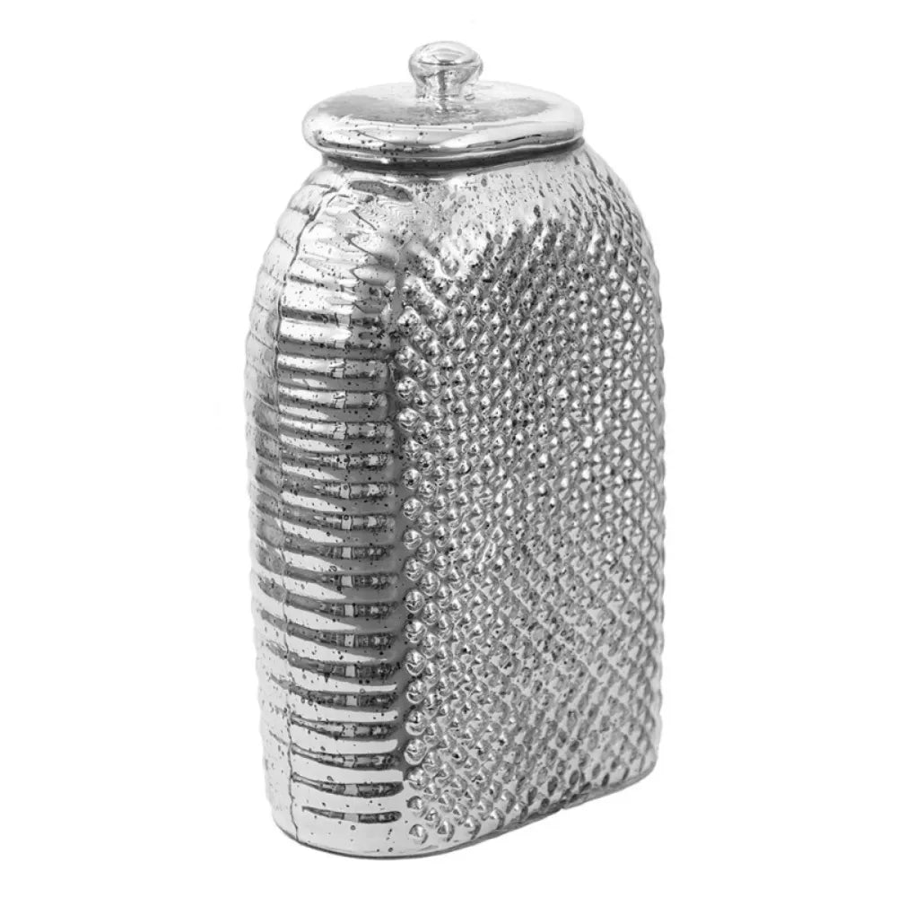 Clayre &amp; Eef - Decorative glass jar silver colored glass