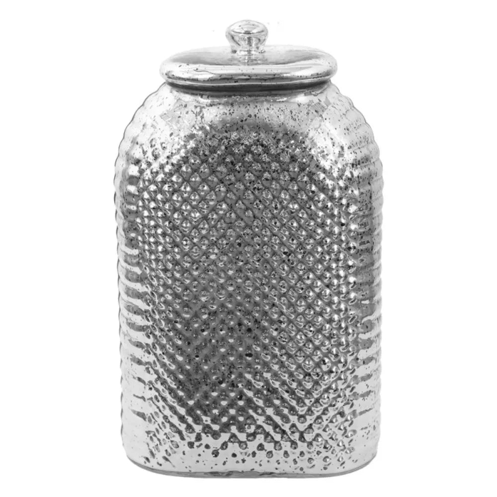 Clayre &amp; Eef - Beautiful Decorative Glass Jar in Silver Colored Glass
