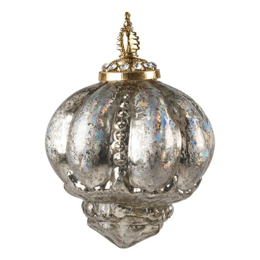 Clayre &amp; Eef Silver colored Christmas ball Ø10xH13 cm