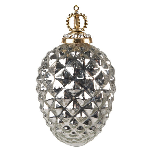 Clayre &amp; Eef Silver colored Christmas ball Ø8xH13 cm