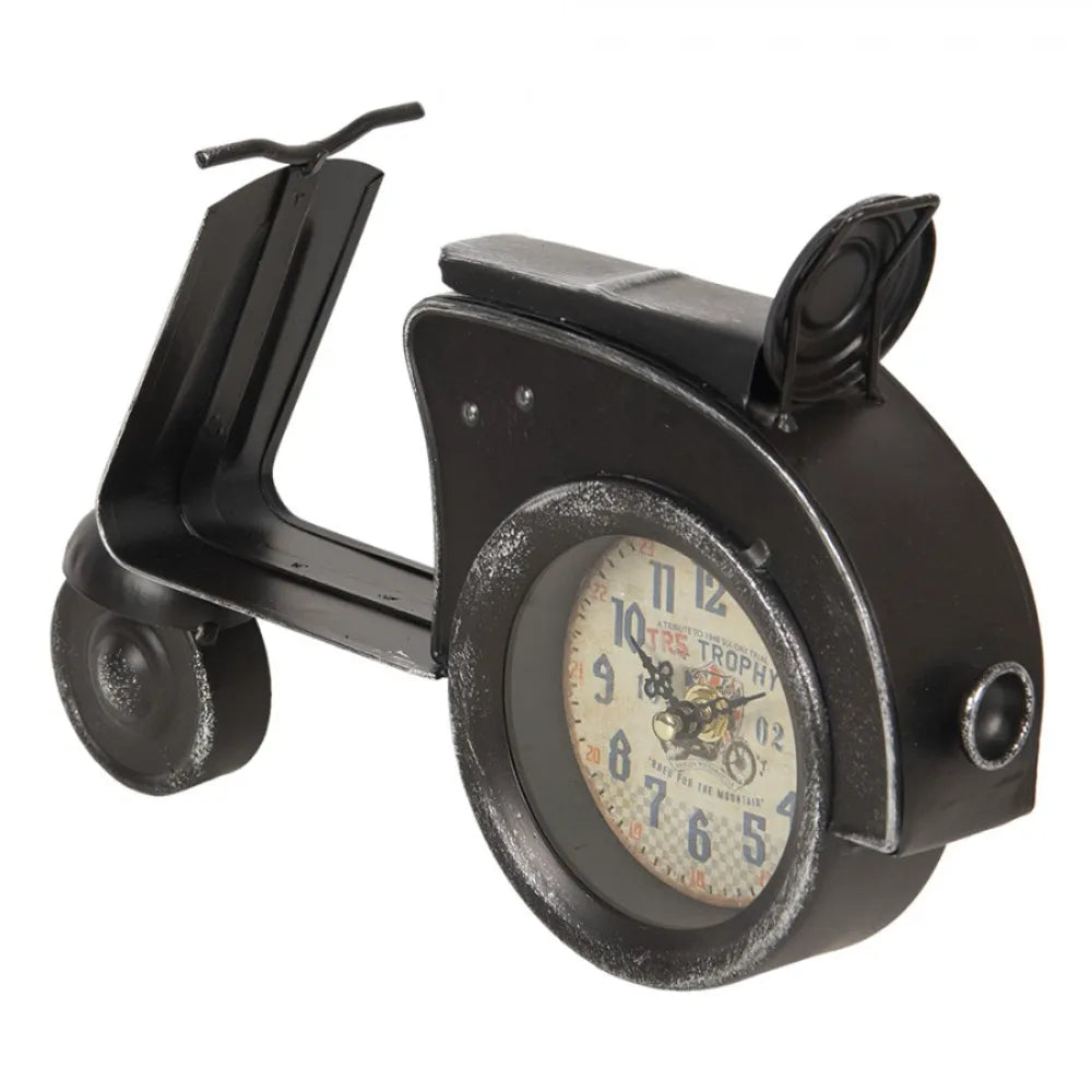 Clayre & Eef - Table clock black metal scooter