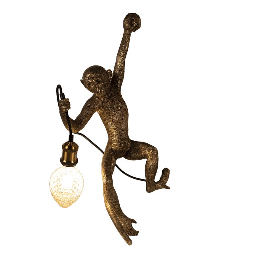 Clayre & Eef - Wall lamp monkey Golden color Plastic