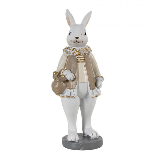Clayre &amp; Eef - Statue Rabbit Beige White Plastic