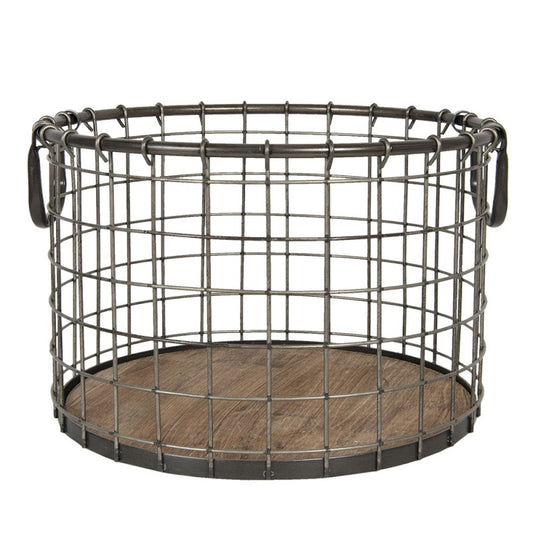 Clayre &amp; Eef - Storage basket, Ø 40X25 cm, Iron/wood 