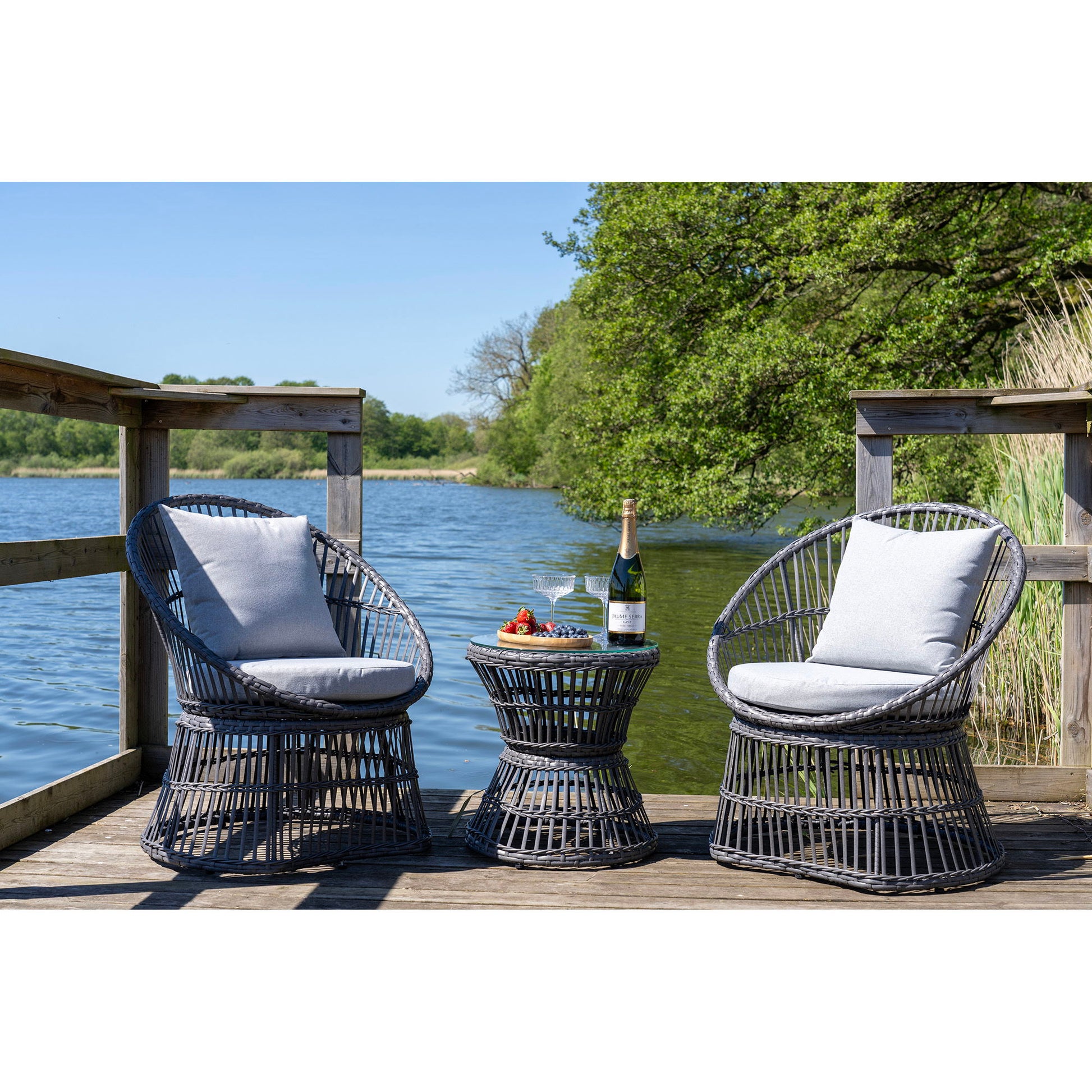 House Nordic - Natal Loungesæt, polyrattan, grå, inkl. hynder
