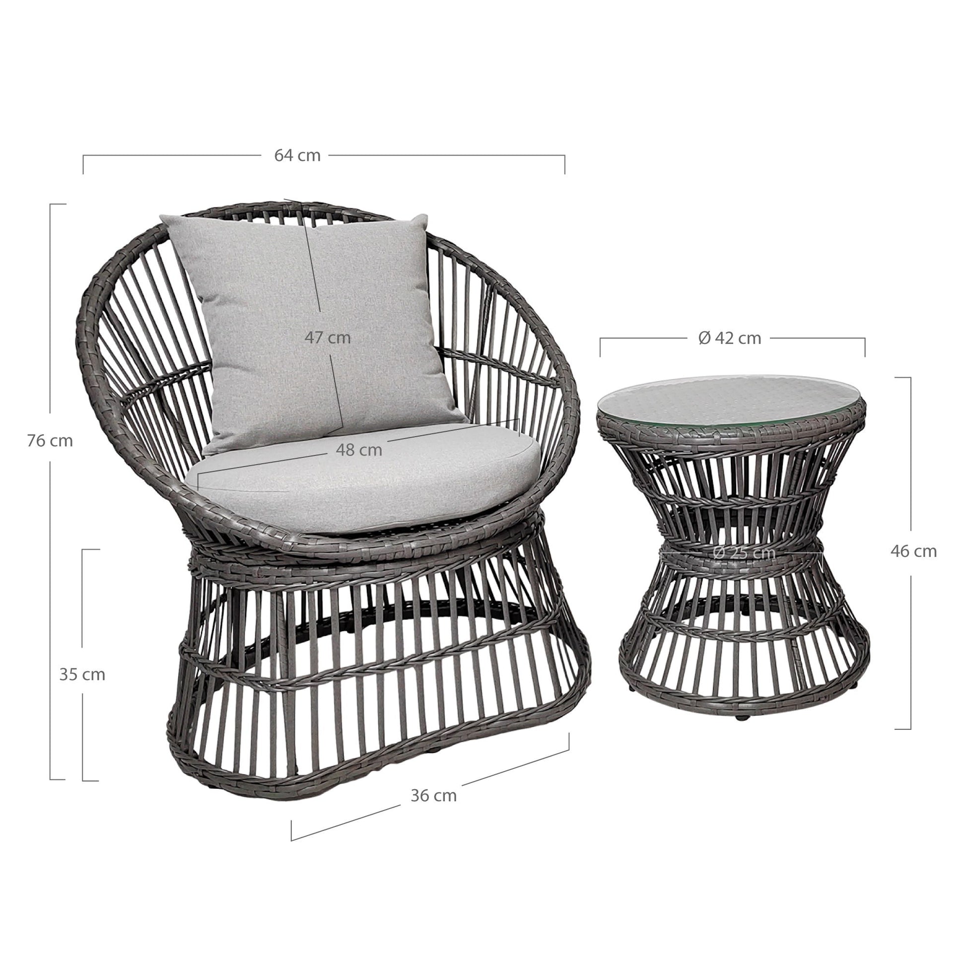 House Nordic - Natal Loungesæt, polyrattan, grå, inkl. hynder