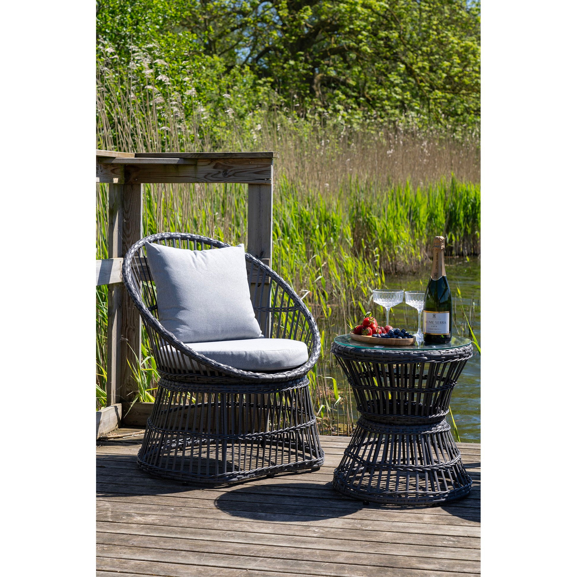 House Nordic - Natal Loungesæt, polyrattan, grå, inkl. hynder