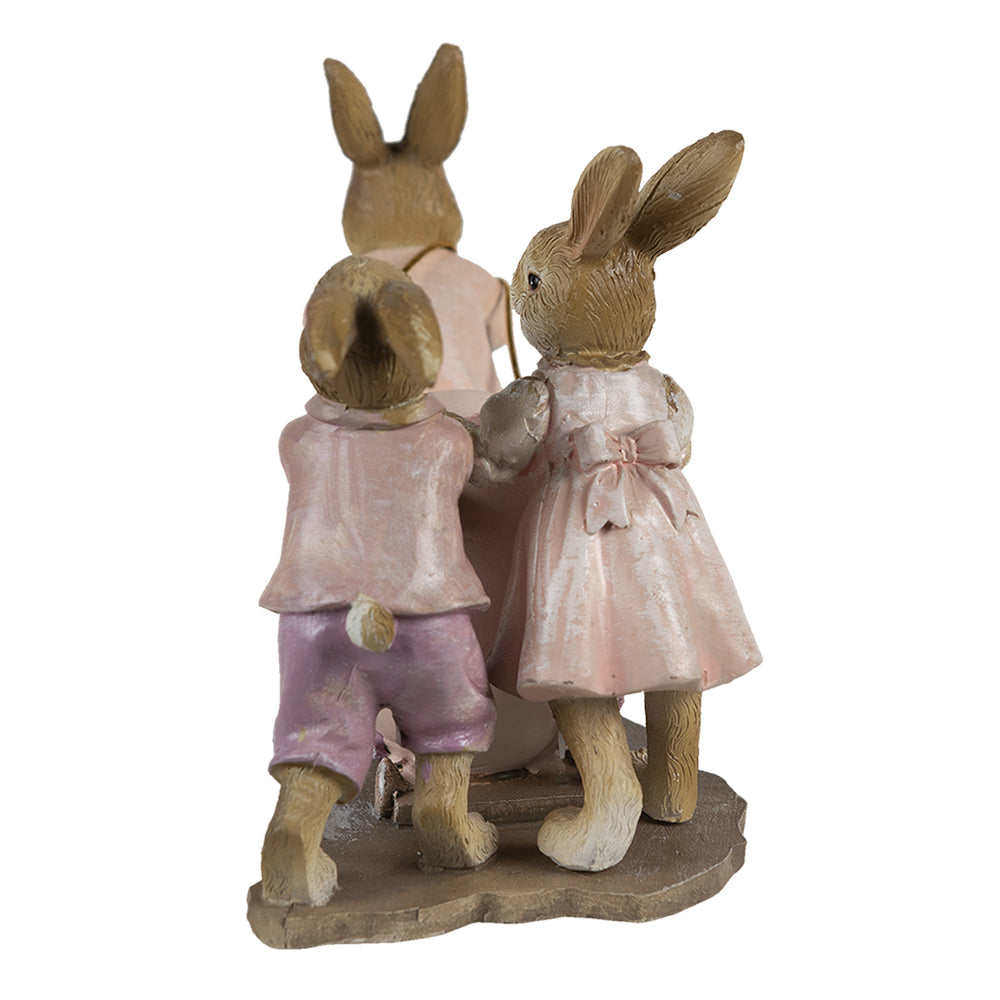 Clayre & Eef - Statue kaniner med påskeæg på vogn