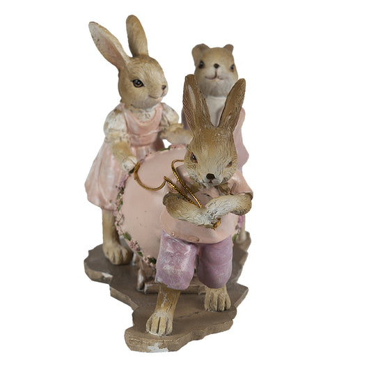 Clayre &amp; Eef - Statue rabbits with Easter eggs on cart