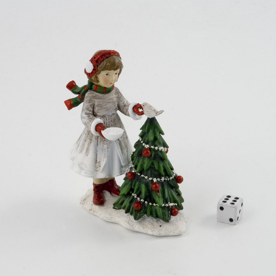 Godtbergsen - Pige med juletræ, fodre fugl