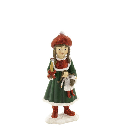 Godtbergsen Pige med Lys og Dukke Figur H12,5 cm