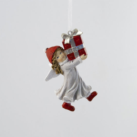 Godtbergsen Angel with Christmas gift Hanging H8.5 cm