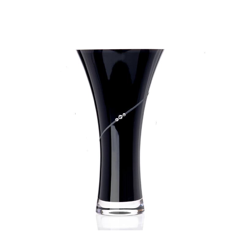 Sort krystalvase med Swarovski krystaller