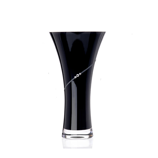 Black crystal vase with Swarovski crystals