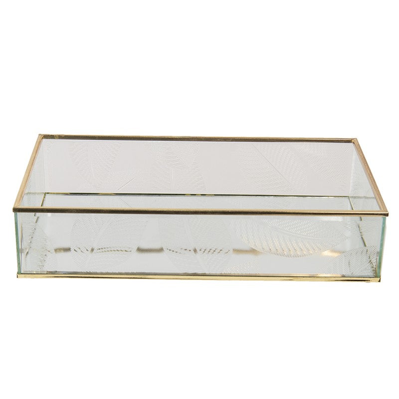 Clayre & Eef Rektangulært Smykkeskrin i Glas L29xB17xH6 cm